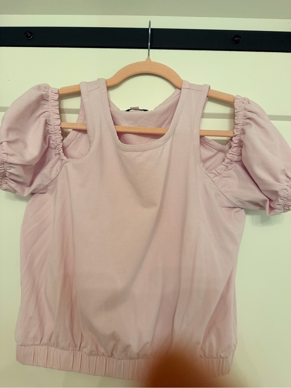 VENUS Pale Pink Cold-Shoulder Puff Sleeve Tank